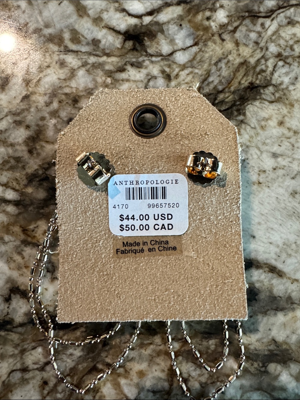 Anthropologie Pearl & Gold Layered Drop Earrings - Picture 3 of 3